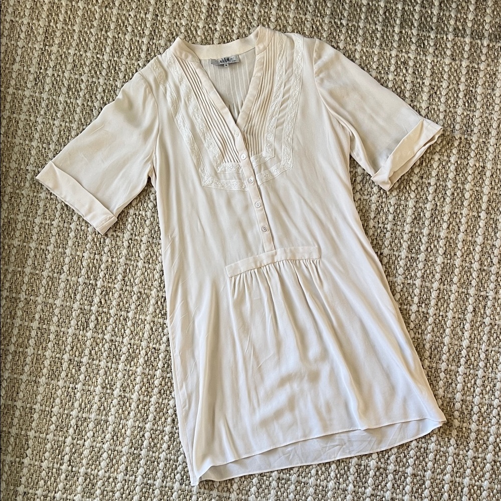 Tibi Elegant Cream 100% Silk Dress - Size 6